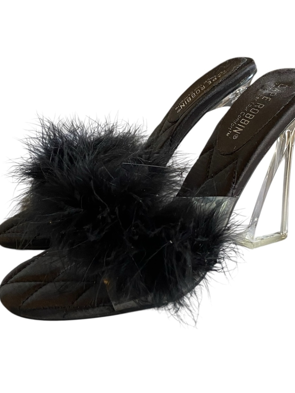 Cape Robbin Black Feather Slide Sandals